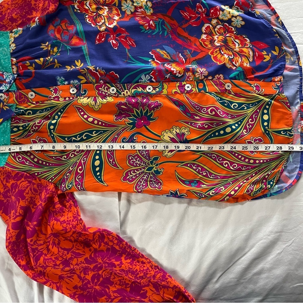 Soft Surroundings Hermosa Tunic Button Up Colorful Embroidered Floral Shirt Sz S - Picture 10 of 13